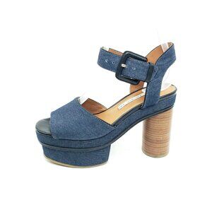& Other Stories Platform Heel Denim Blue Open Toe Ankle Strap Womens US 6.5
